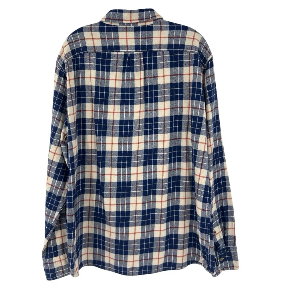 J.Crew Men’s Plaid flannel shirt Blue & Off White SZ XL